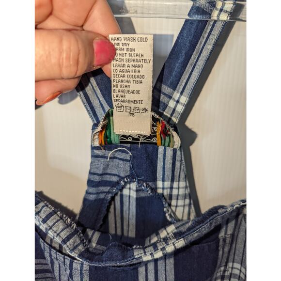 Vintage Sophisticates 90's Plaid Overalls Cotton Blue White Plaid Wide Leg Sz S - Picture 5 of 9